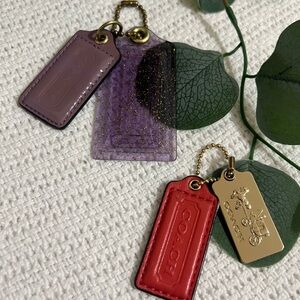 ❌SOLD❌ 4 piece lot Coach hangtags, Tag Set in orange, Purple, and Gold